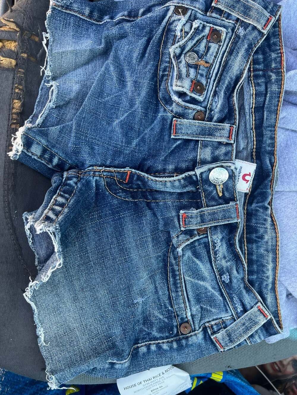 True Religion Denim Shorts Blue Distressed